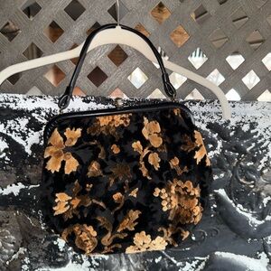 Elegant Black and Gold Floral Women's Bag